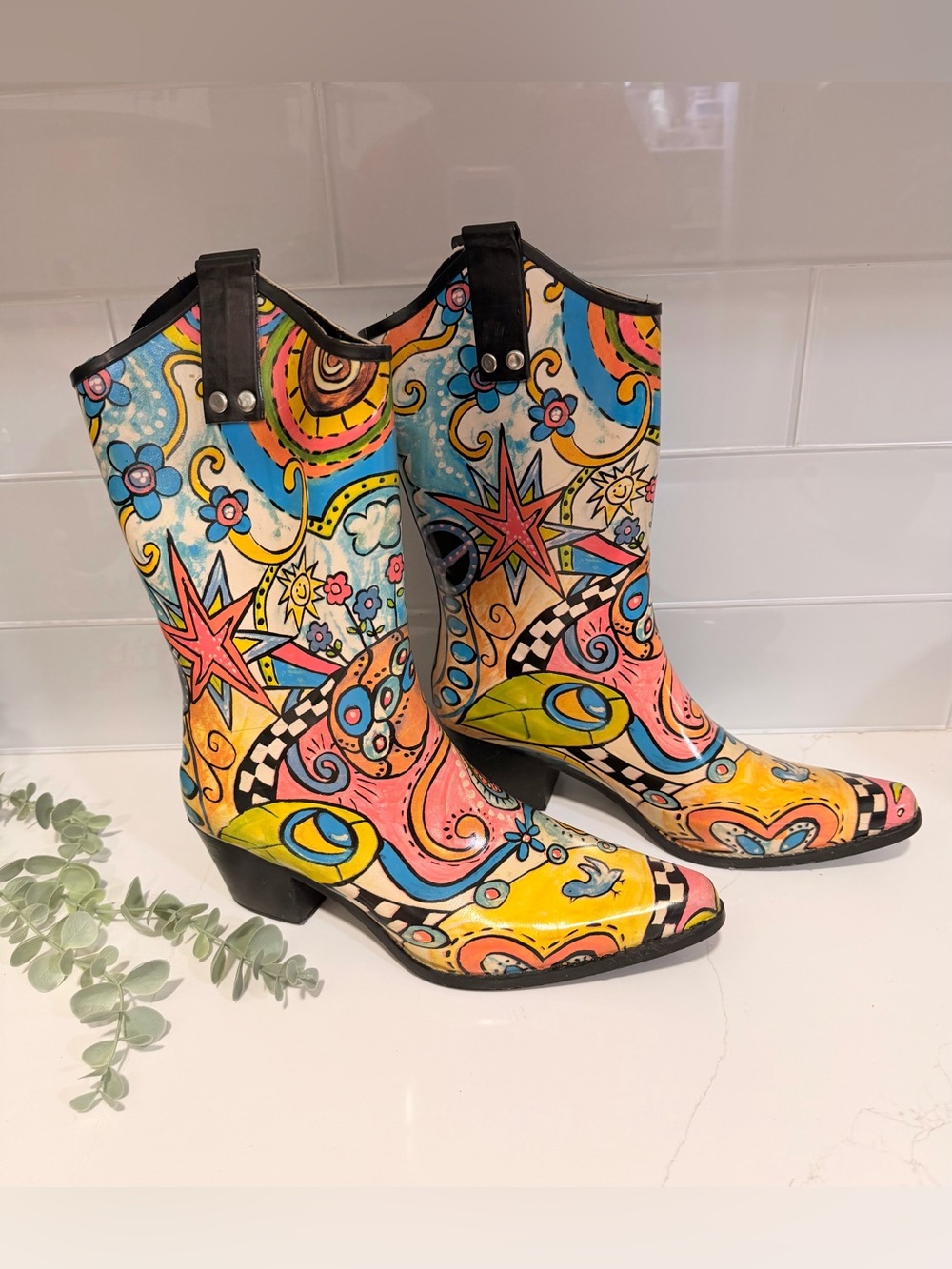 Multicolor Floral Paisley Mid-Calf Women's Boots - Unknown Brand